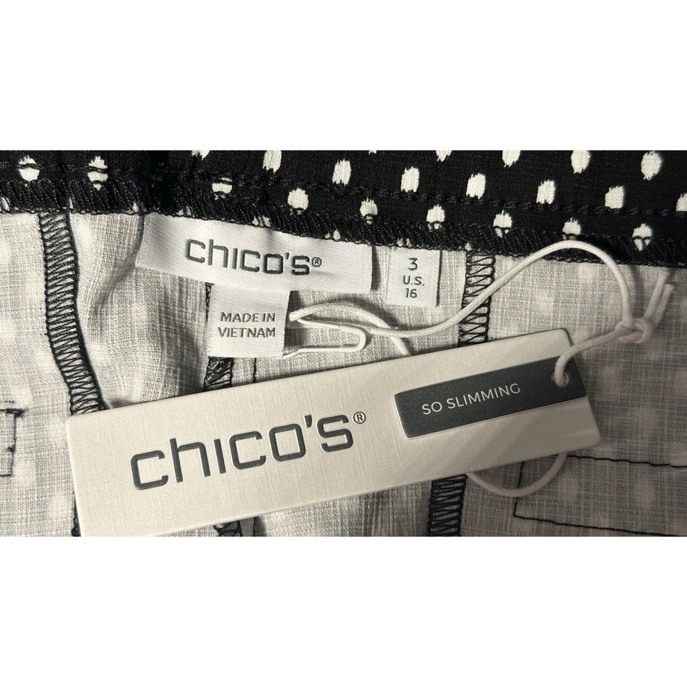 NWT‎ Chico's So Slimming Brigitte   Dot Black/white Size 3(U.S. 16) Capri Pant - Picture 5 of 10